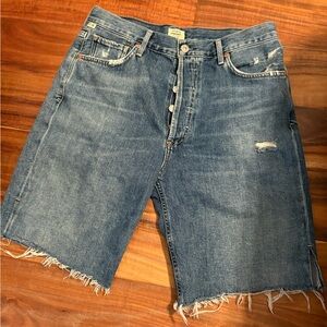Citizens Of Humanity Medium Blue Distressed Denim Cutoff Shorts